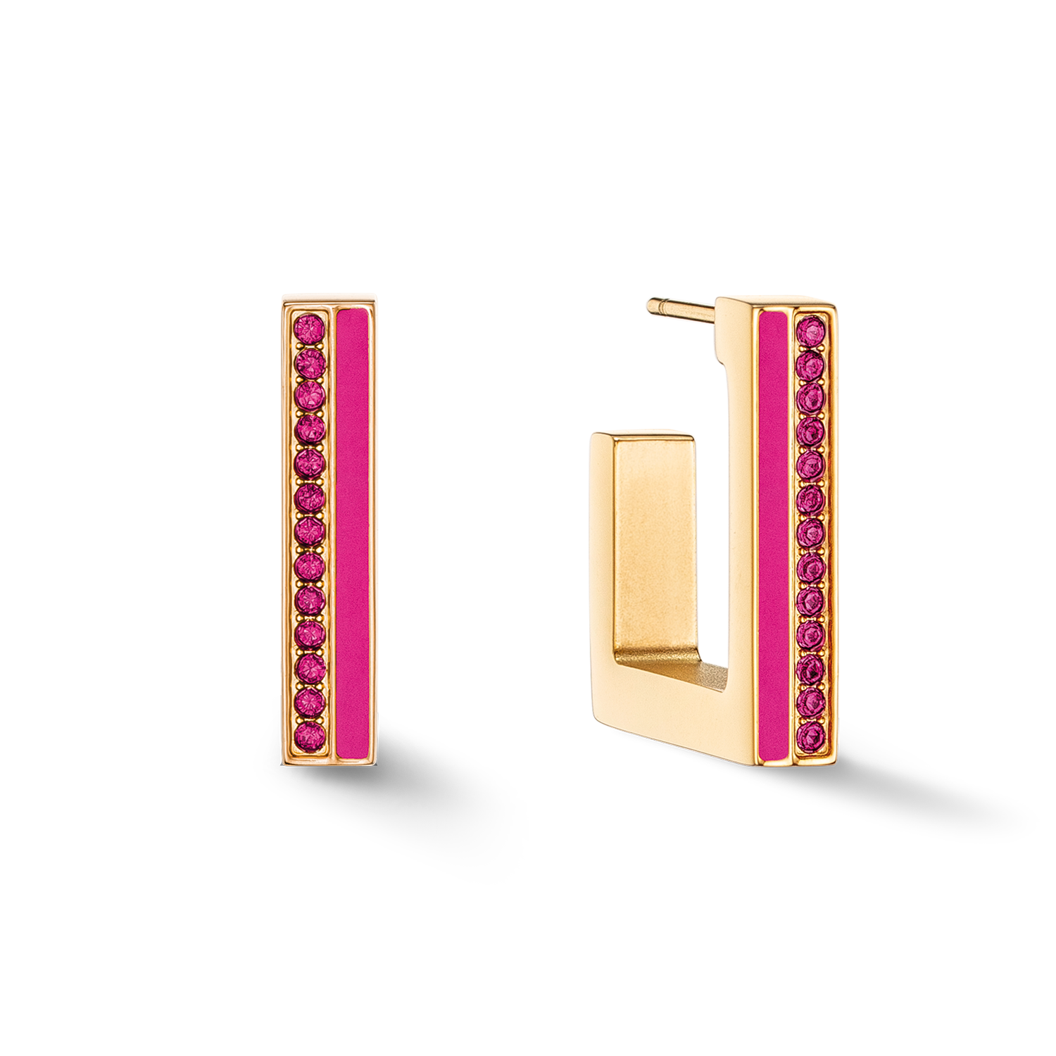Baguette Small Hoop Earrings in Pink - Fendi