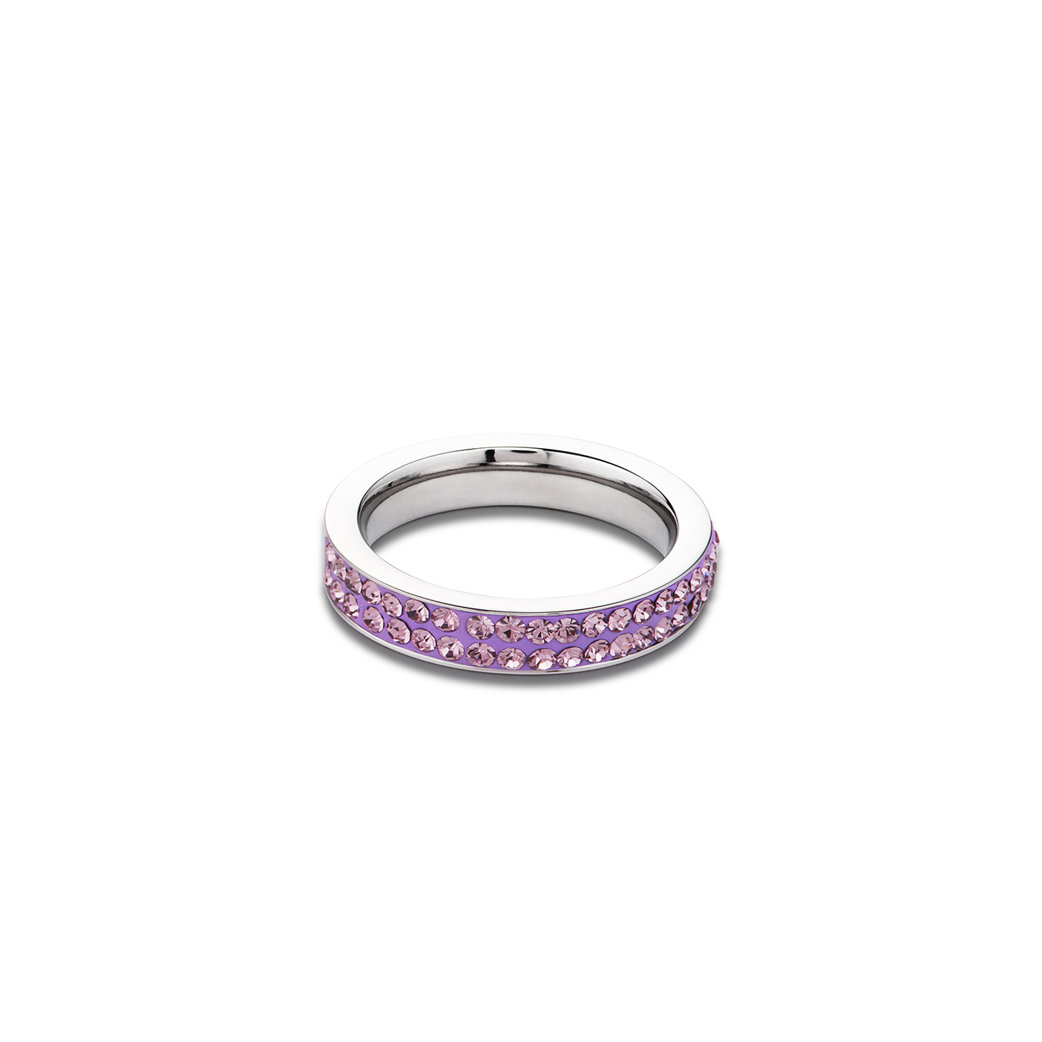 Ring stainless steel & crystals pavé light amethyst