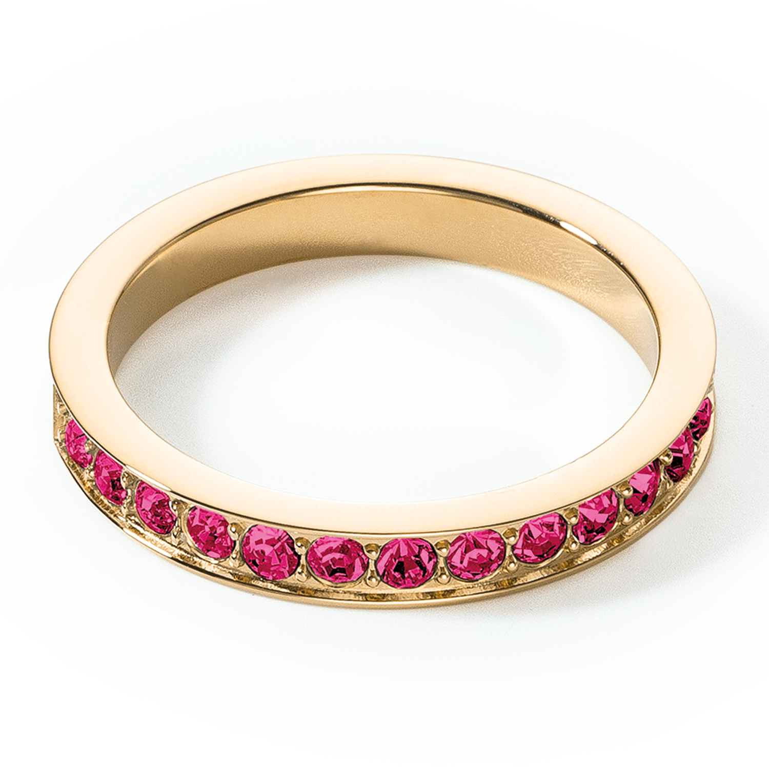 Ring stainless steel & crystals gold pink