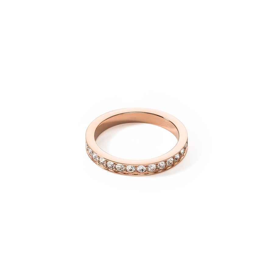 Ring stainless steel & crystals slim rose gold crystal