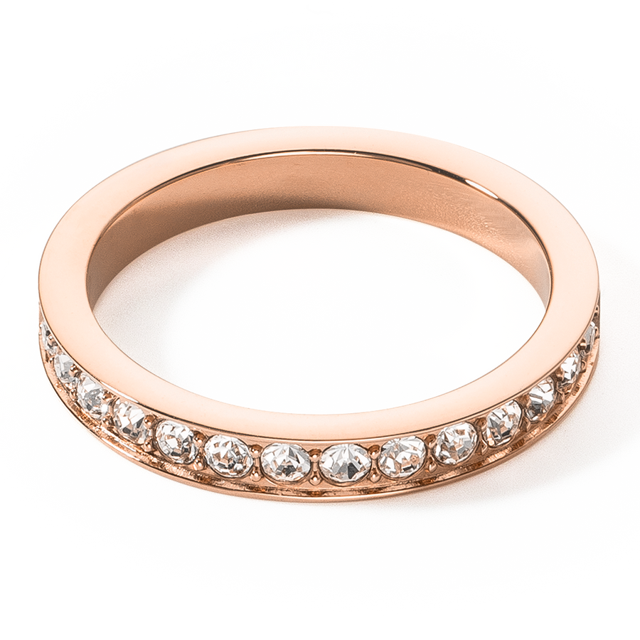 Ring stainless steel & crystals slim rose gold crystal