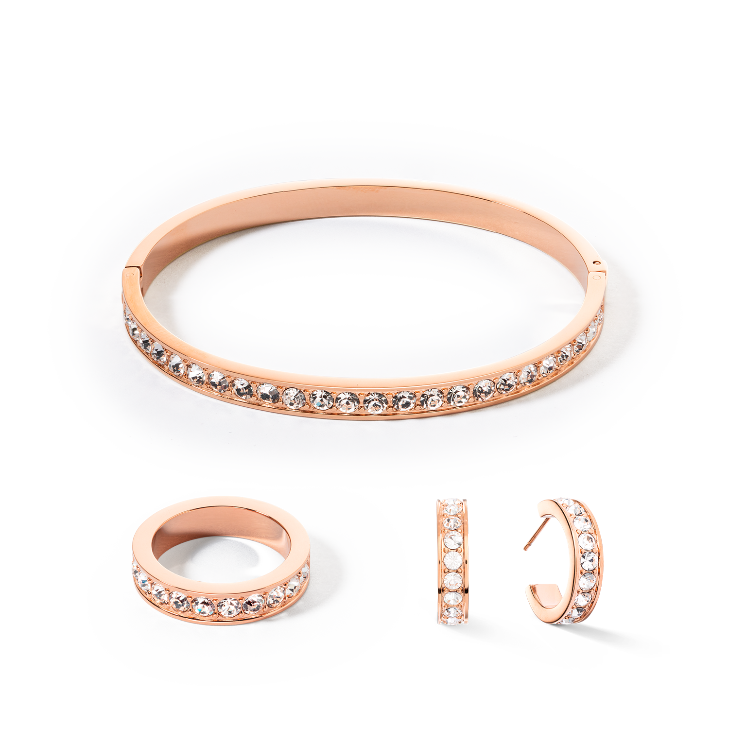 Ring stainless steel & crystals rose gold crystal