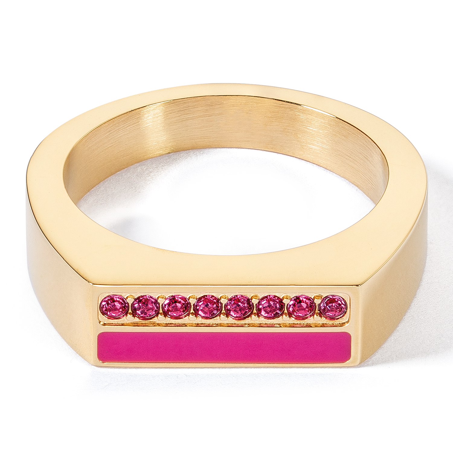 Ring Square Stripes gold-pink