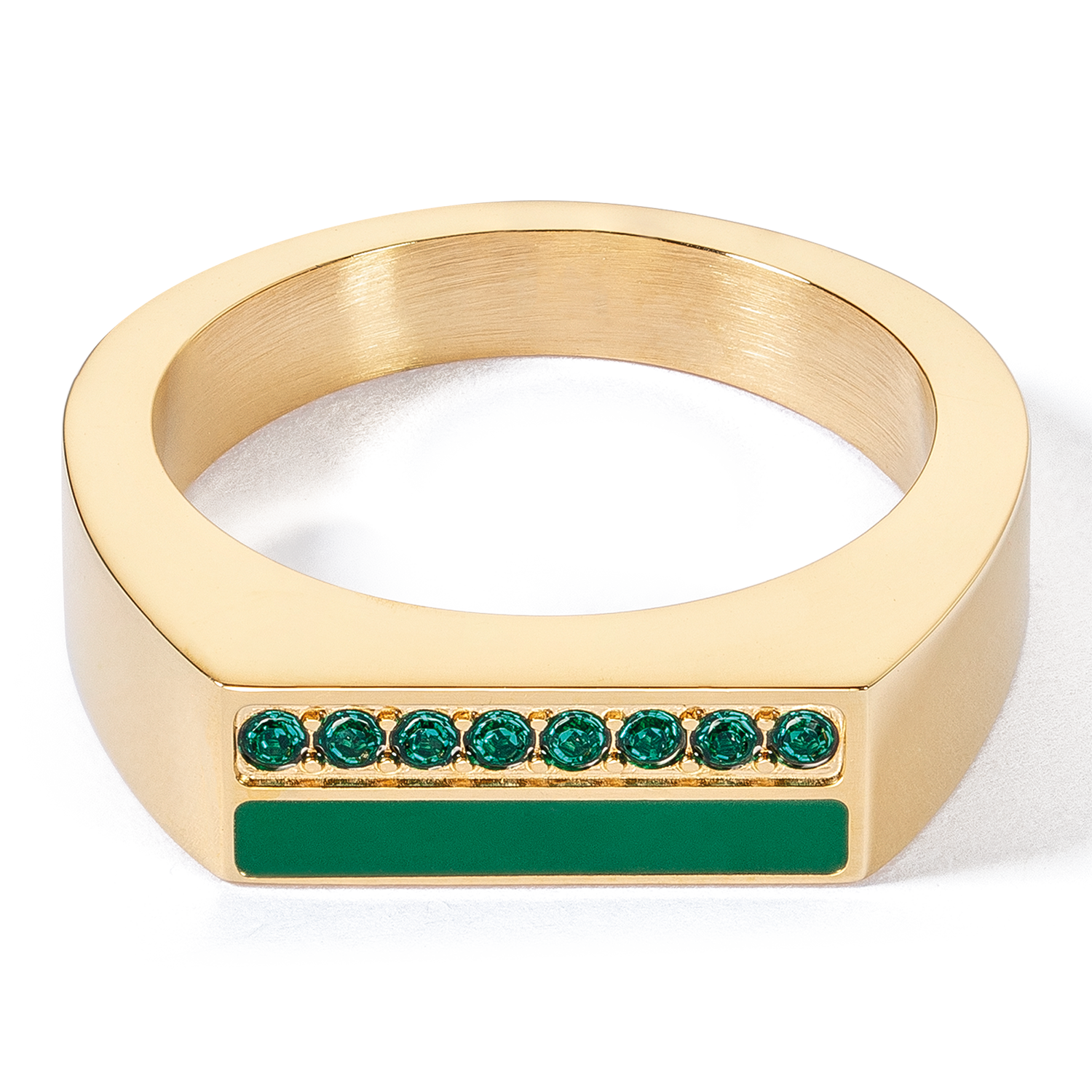 Ring Square Stripes gold-green