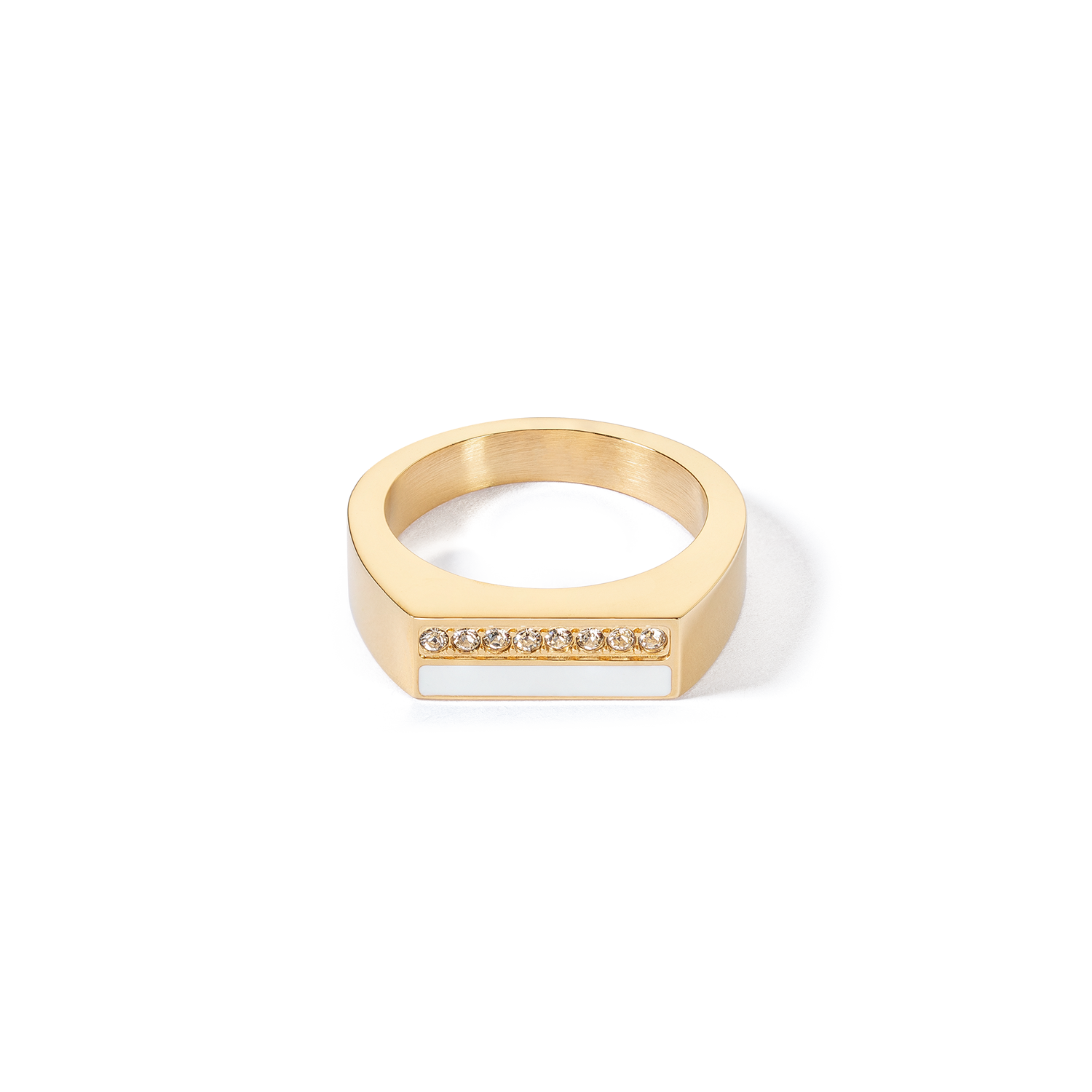 Ring Square Stripes gold-white