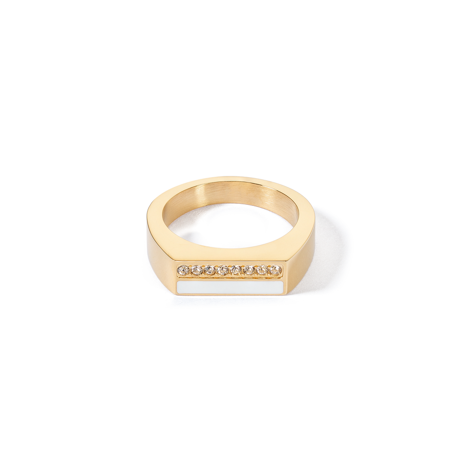 Ring Square Stripes gold-white