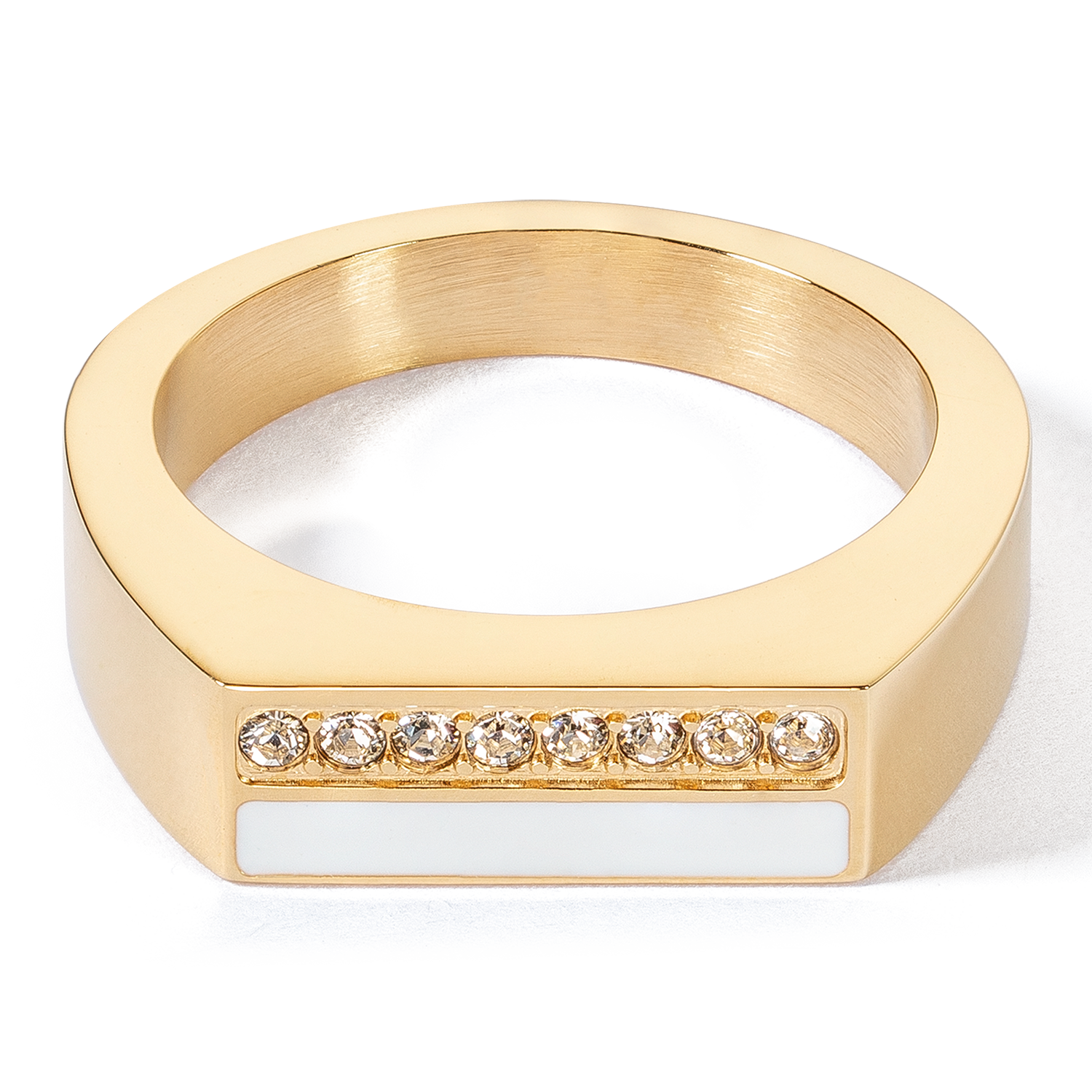 Ring Square Stripes gold-white