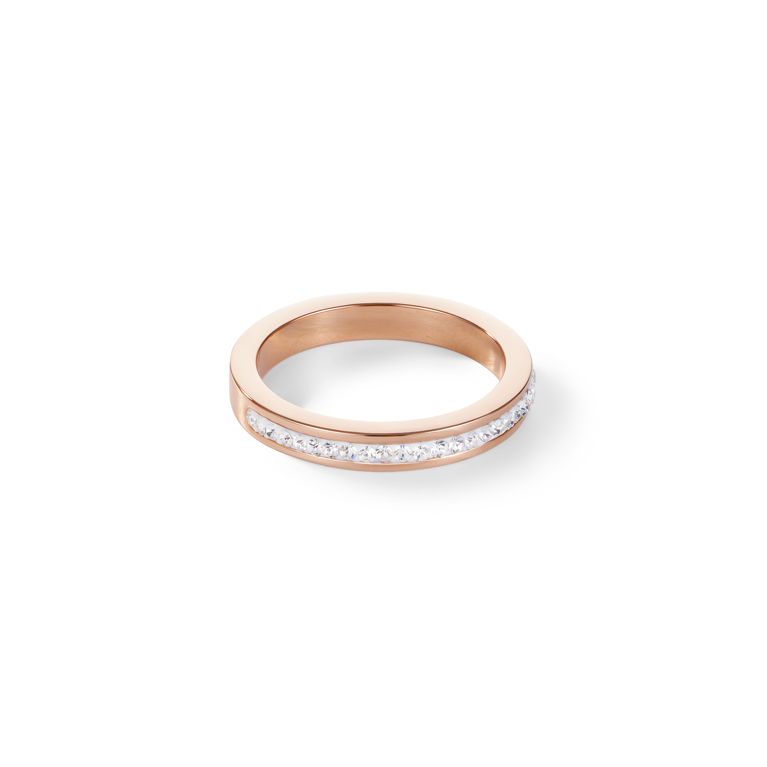 Ring slim stainless steel rose gold & crystals pavé crystal