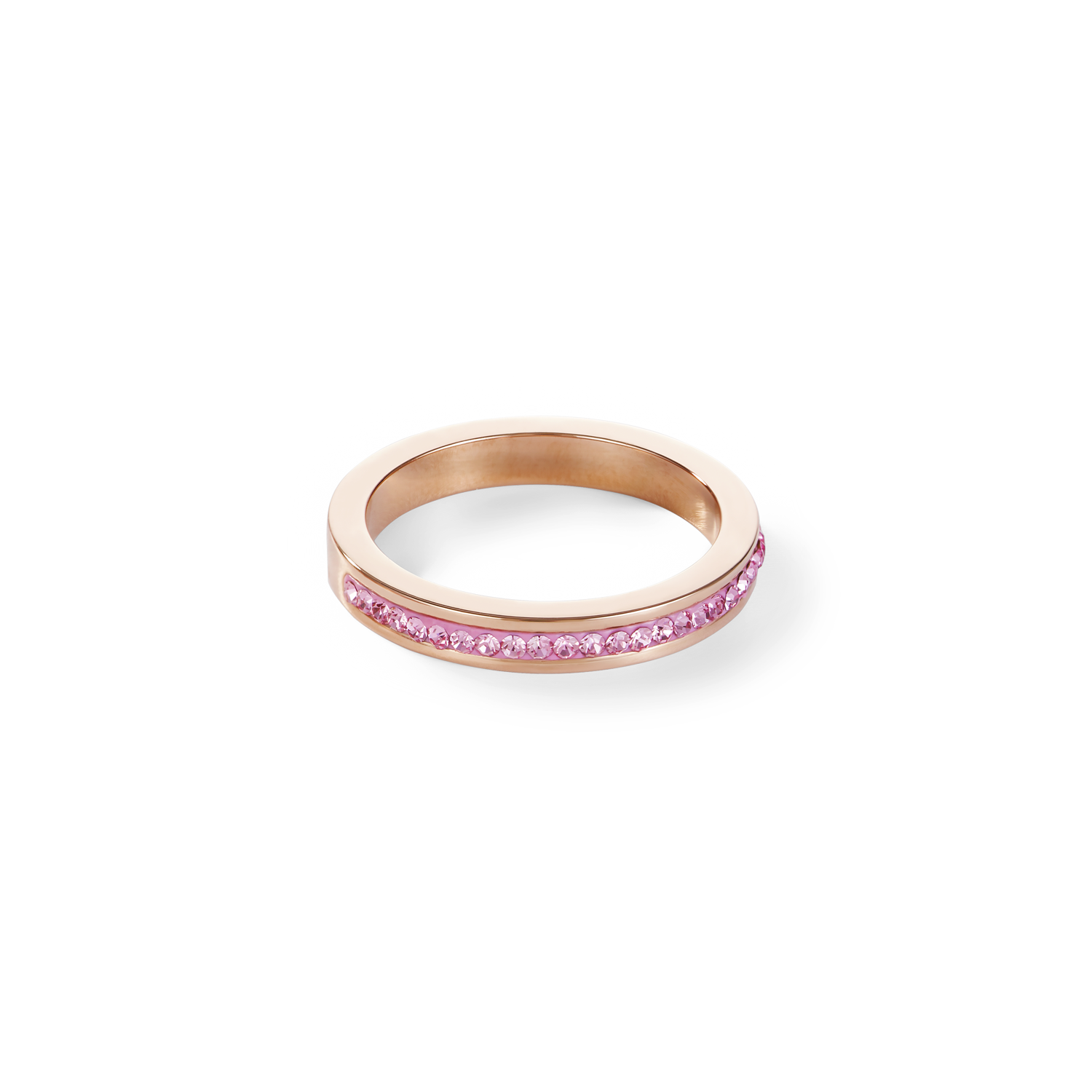 Ring slimstainless steel rose gold & crystals pavé light rose