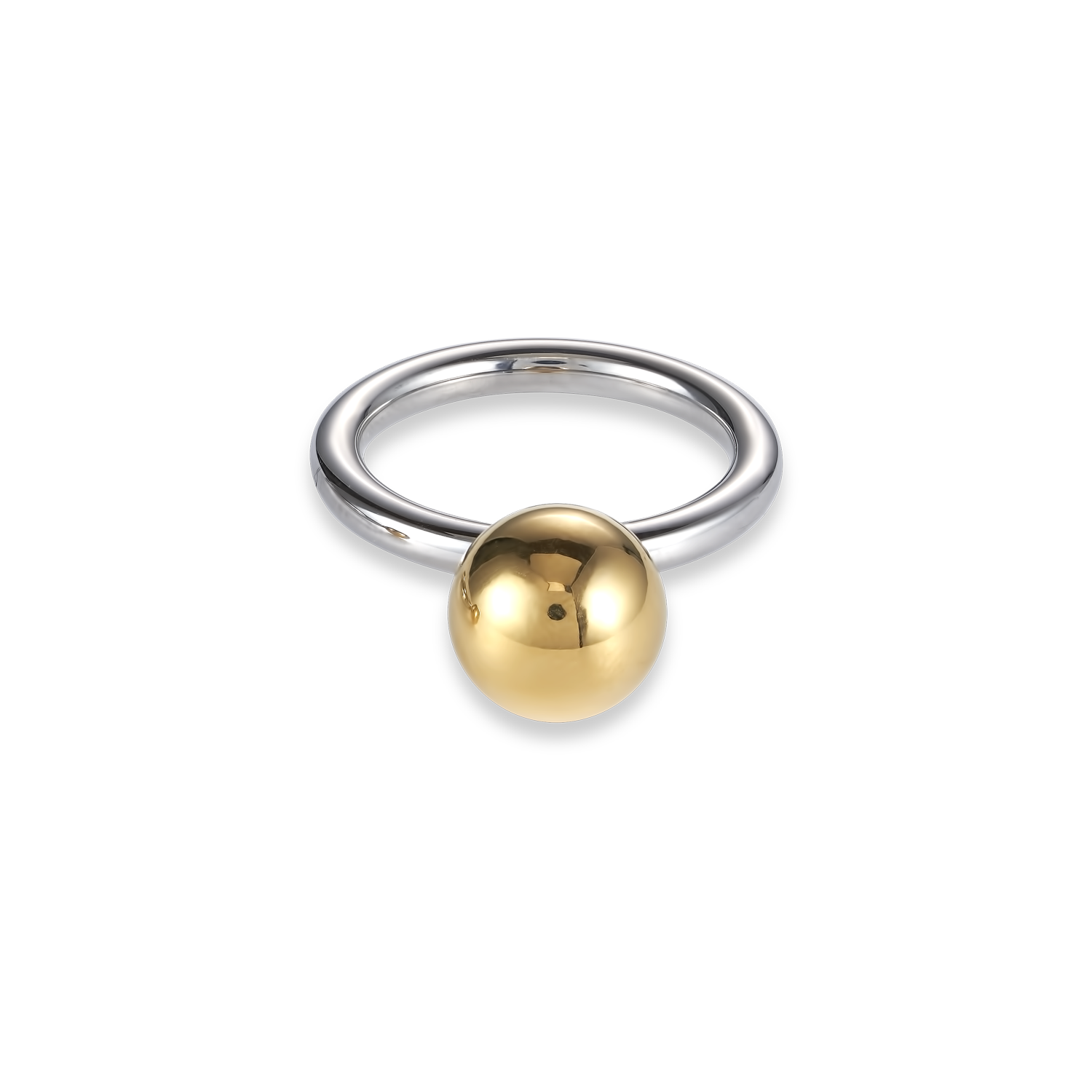 Ring stainless steel ball large gold