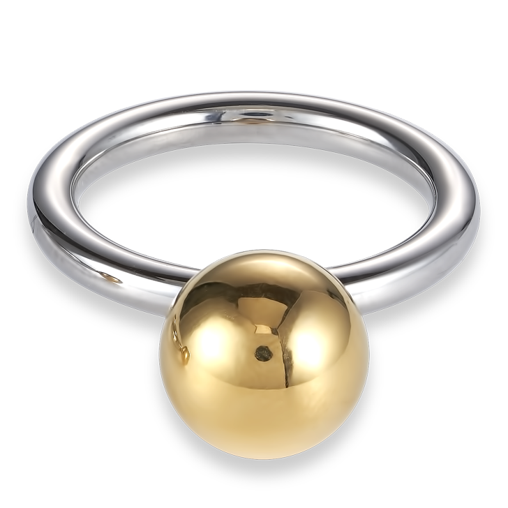 Ring stainless steel ball large gold