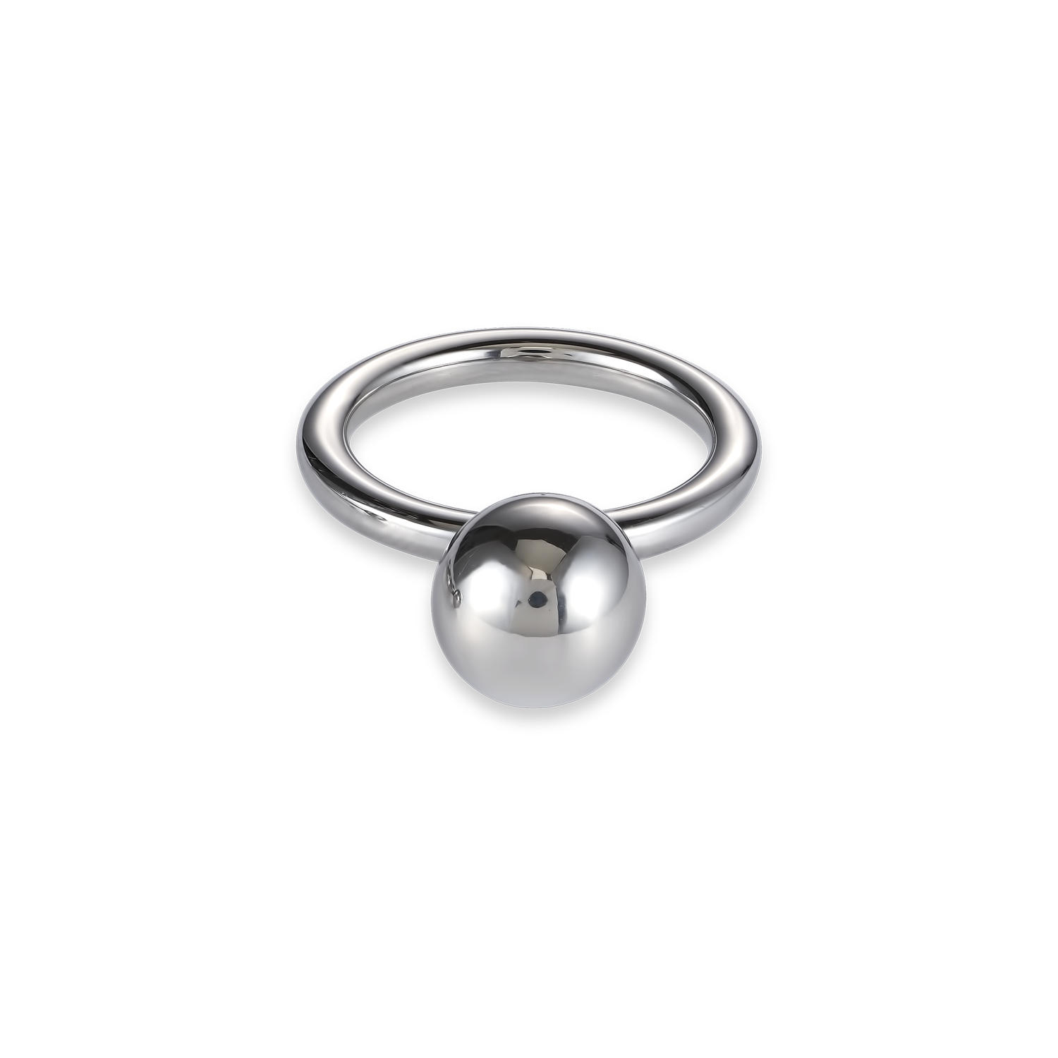 Ring stainless steel ball large silver