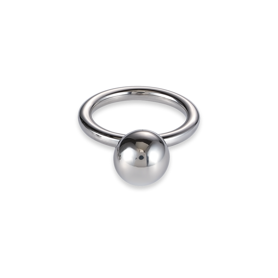 Ring stainless steel ball large silver