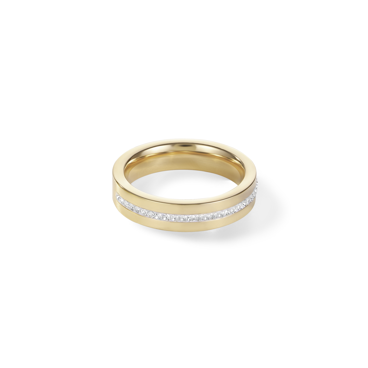 Ring stainless steel gold & crystals pavé strip crystal