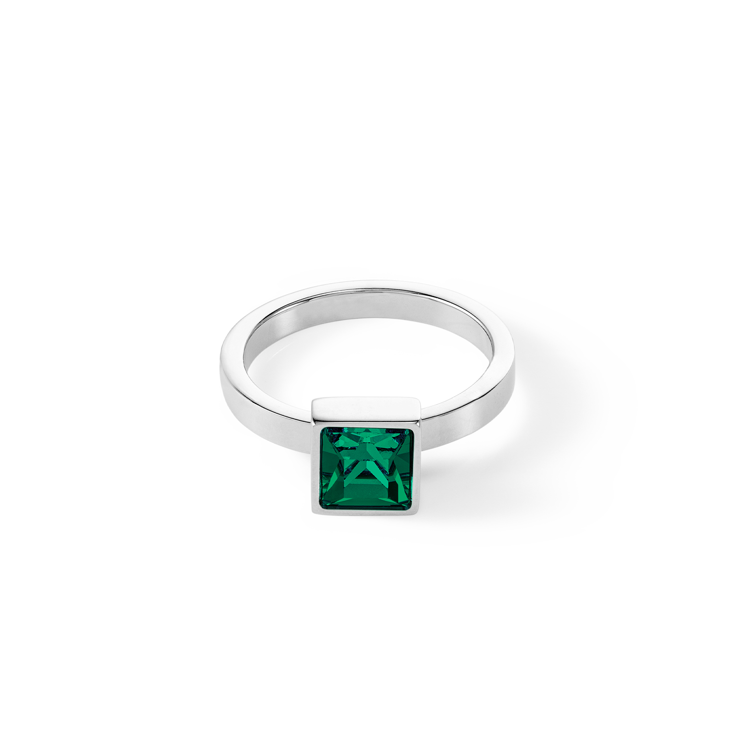 Brilliant Square big ring silver dark green