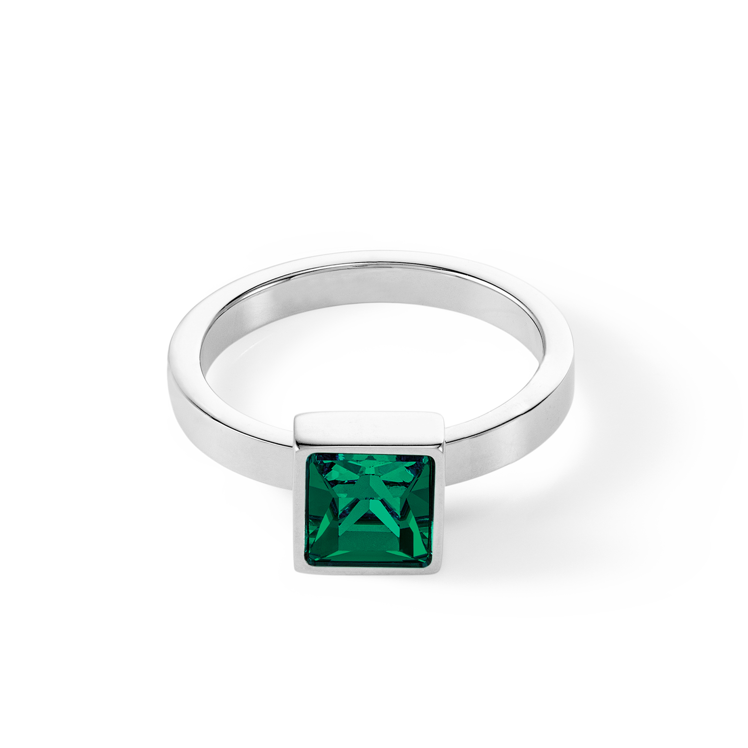 Brilliant Square big ring silver dark green