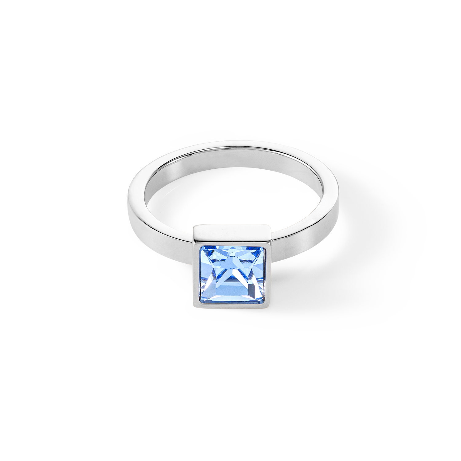 Brilliant Square big ring silver light blue