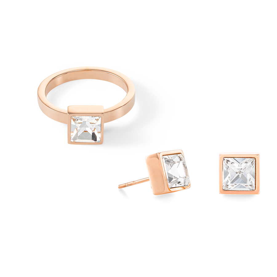 Brilliant Square big ring roségold crystal