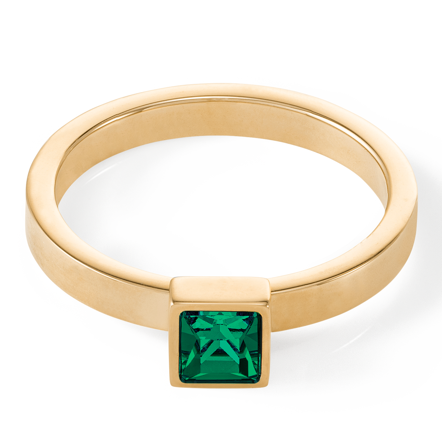 Brilliant Square small ring gold dark green