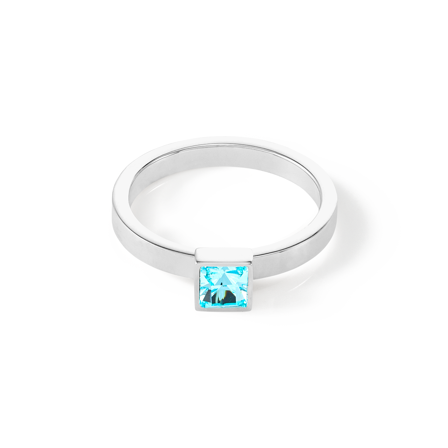 Brilliant Square small ring silver aqua