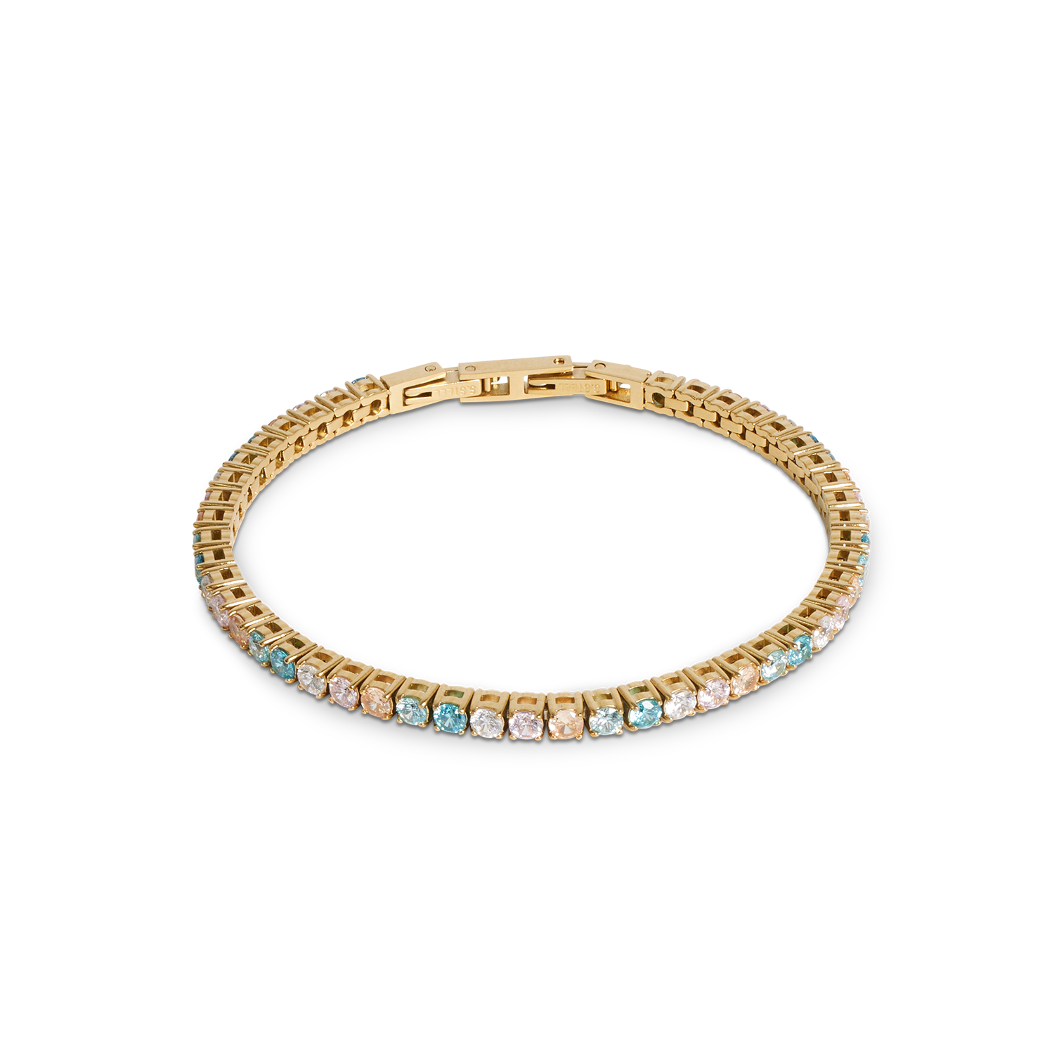 Tennis bracelet gold-multicolour pastel