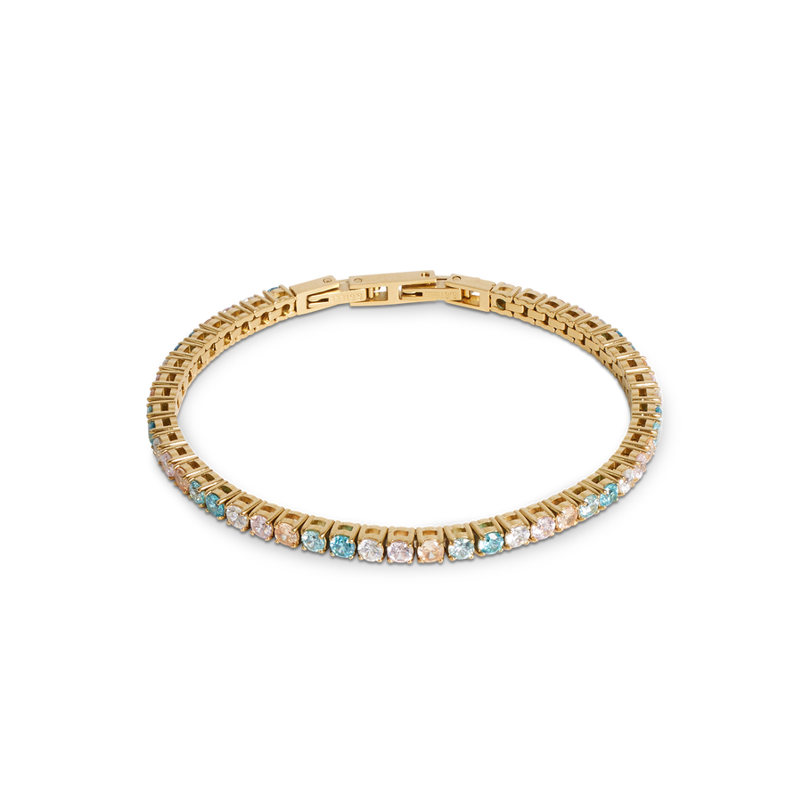 Tennis bracelet gold-multicolour pastel