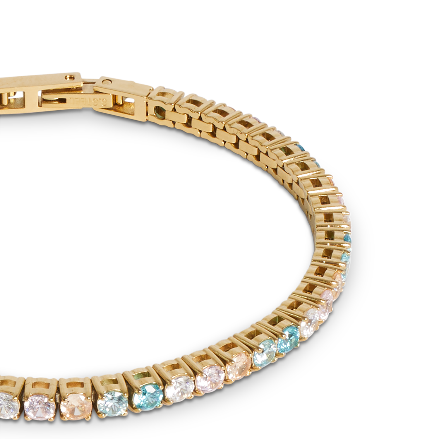 Tennis bracelet gold-multicolour pastel