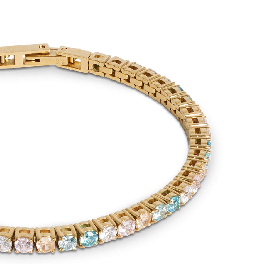 Tennis bracelet gold-multicolour pastel