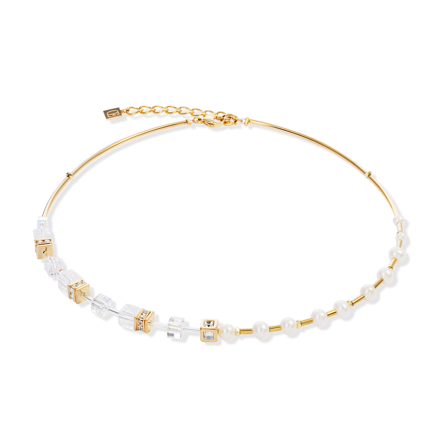 Necklace GeoCUBE® Fusion Precious Pearl Mix gold-white