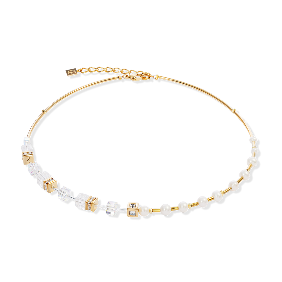 Necklace GeoCUBE® Fusion Precious Pearl Mix gold-white