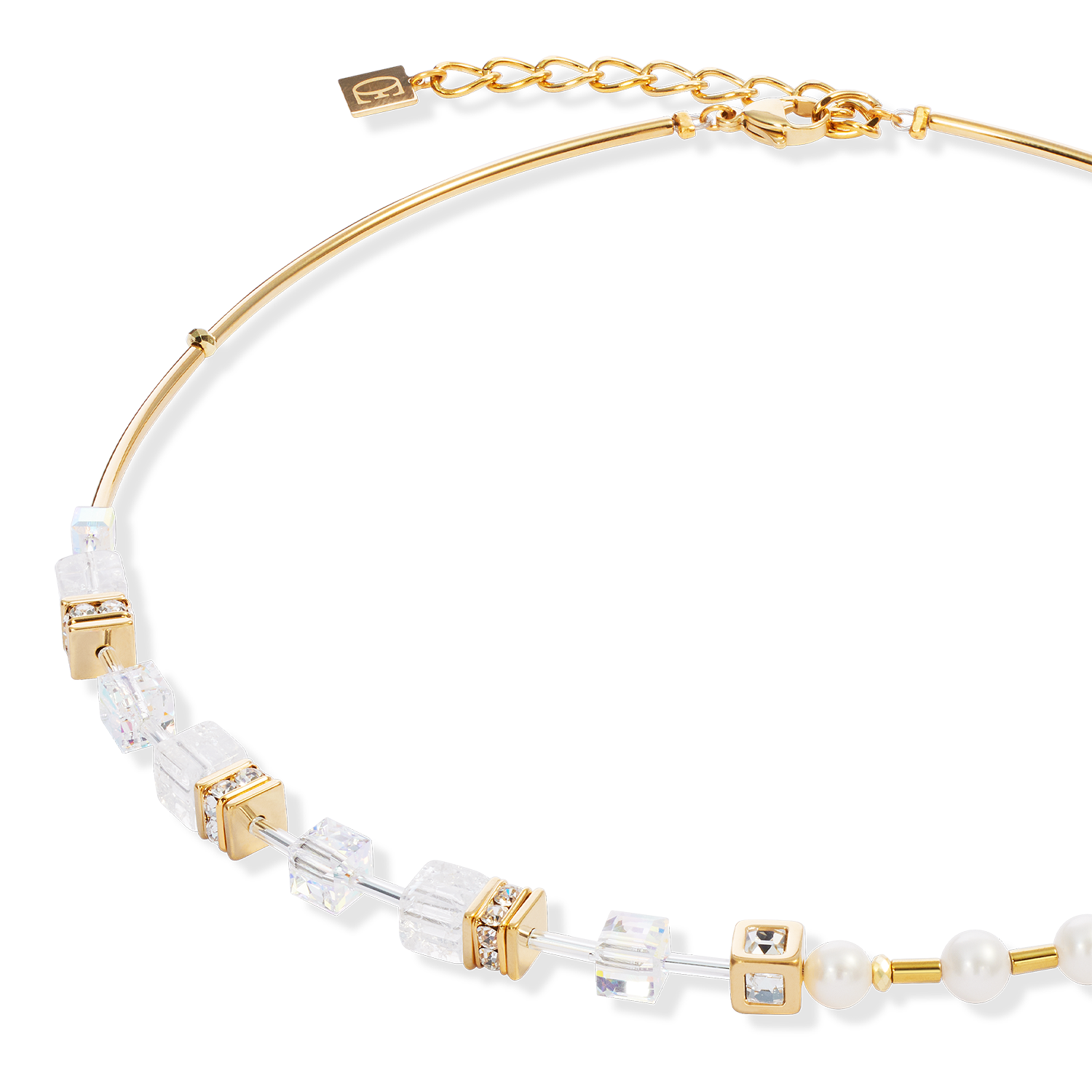 Necklace GeoCUBE® Fusion Precious Pearl Mix gold-white