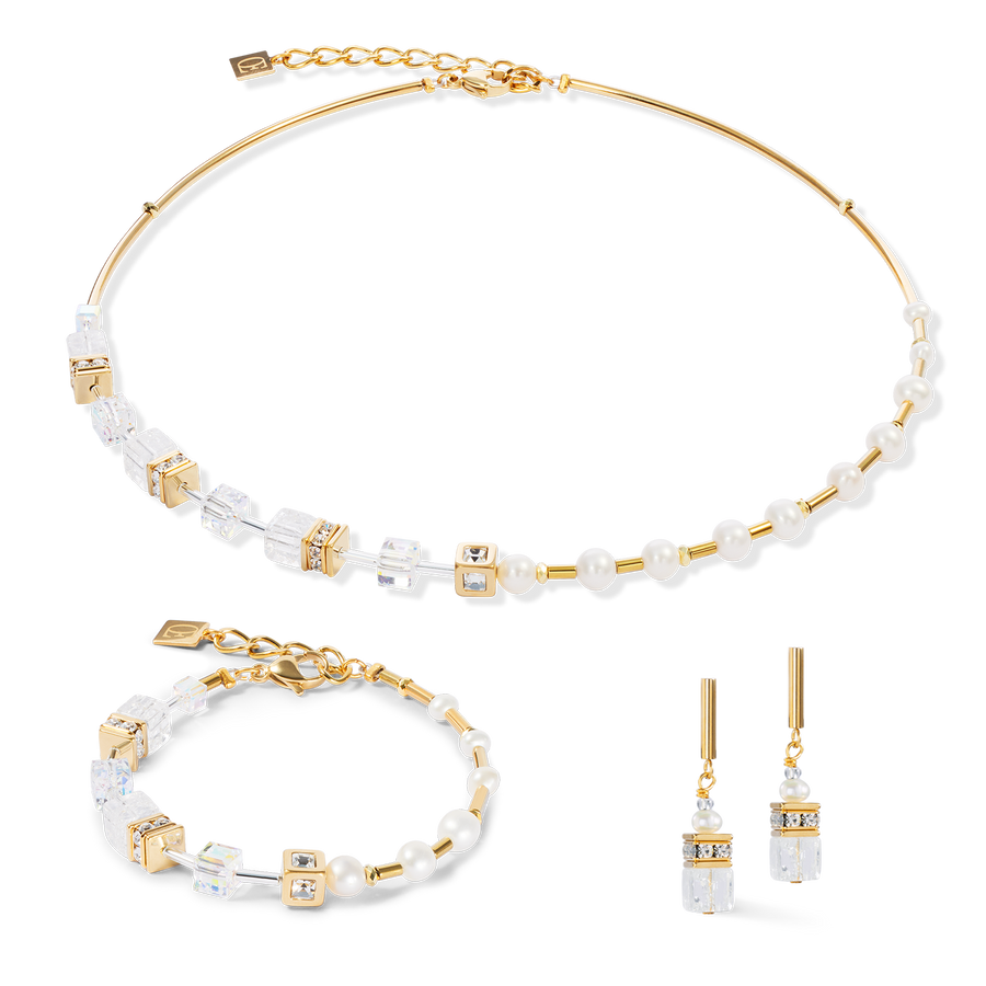 Necklace GeoCUBE® Fusion Precious Pearl Mix gold-white