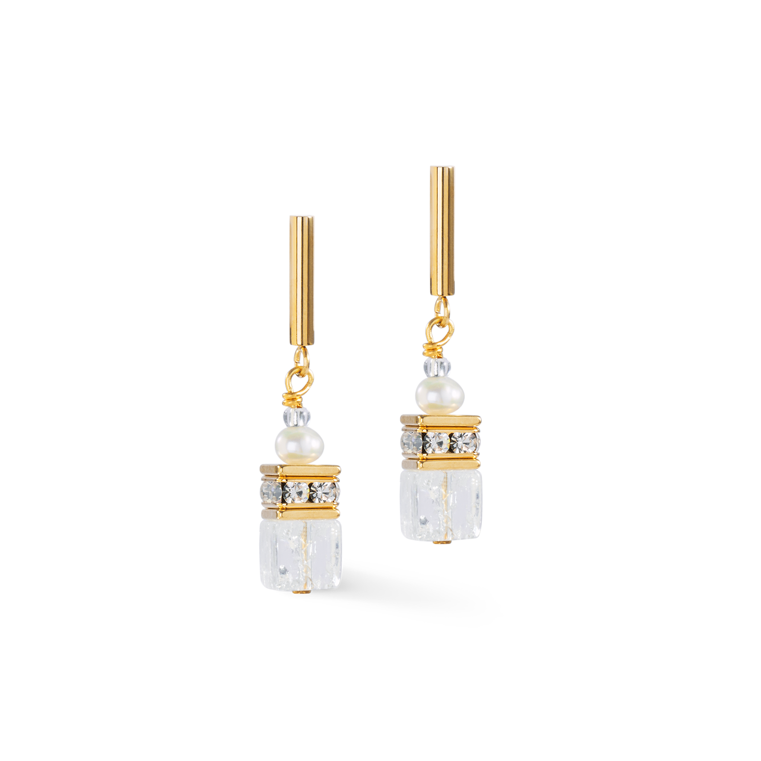 Earrings GeoCUBE® Fusion Precious Pearl Mix gold-white