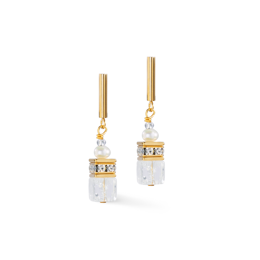 Earrings GeoCUBE® Fusion Precious Pearl Mix gold-white