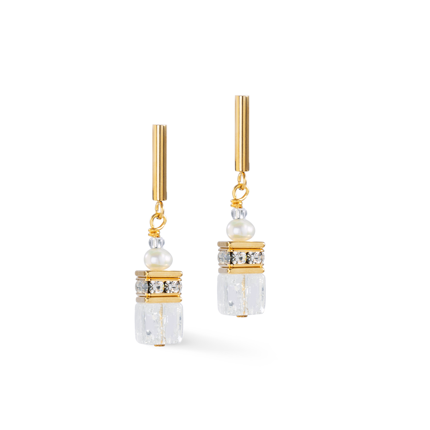 Earrings GeoCUBE® Fusion Precious Pearl Mix gold-white