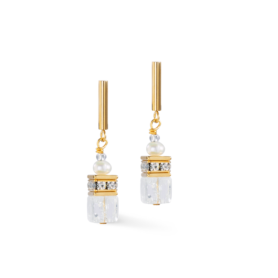 Earrings GeoCUBE® Fusion Precious Pearl Mix gold-white