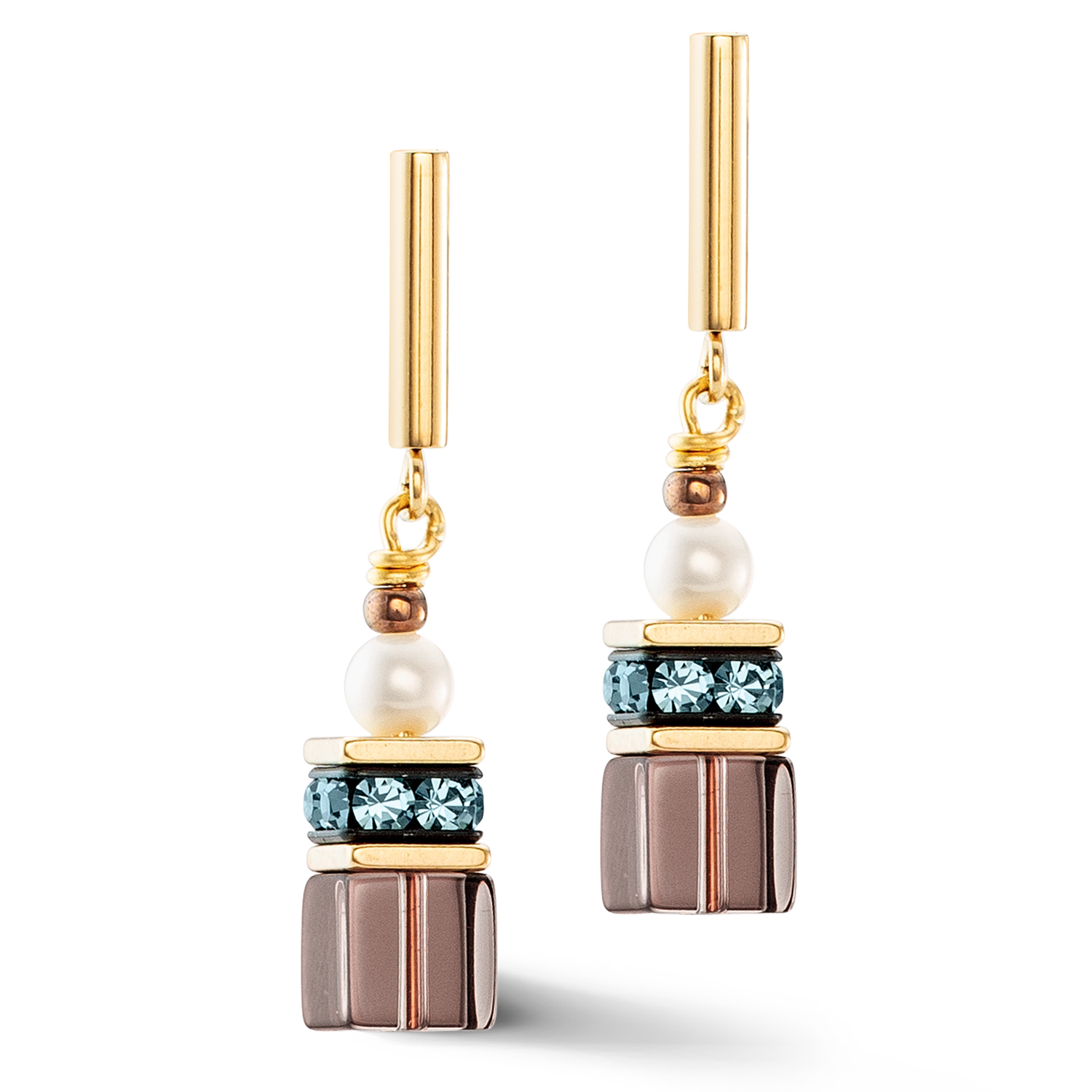 Earrings GeoCUBE® Fusion Precious Pearl Mix gold-autumn