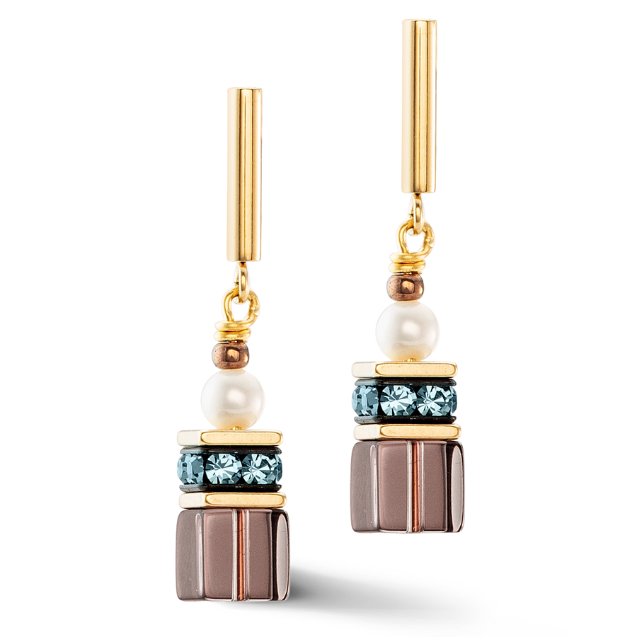 Earrings GeoCUBE® Fusion Precious Pearl Mix gold-autumn