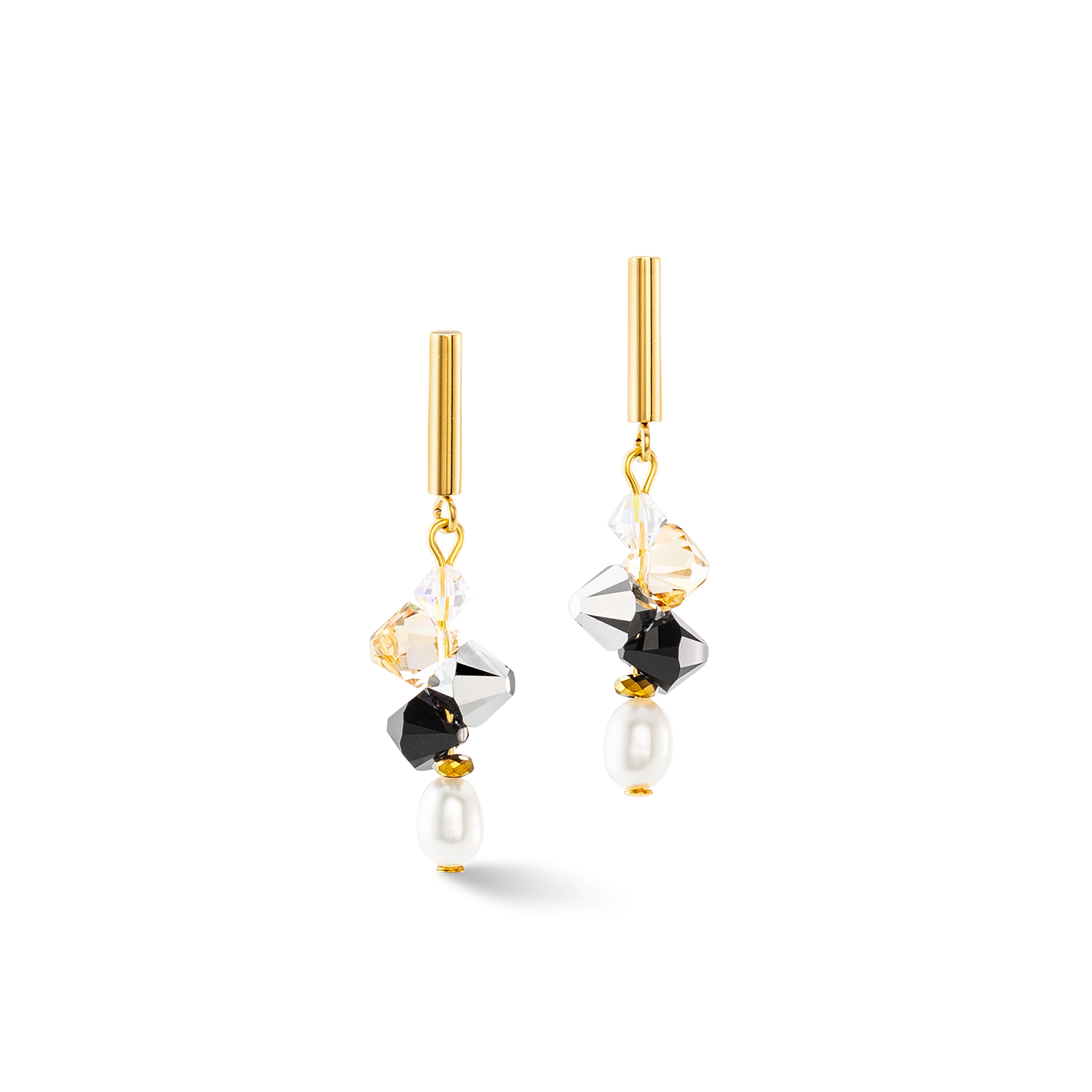 Earrings Dancing Crystals & Pearls silver-black