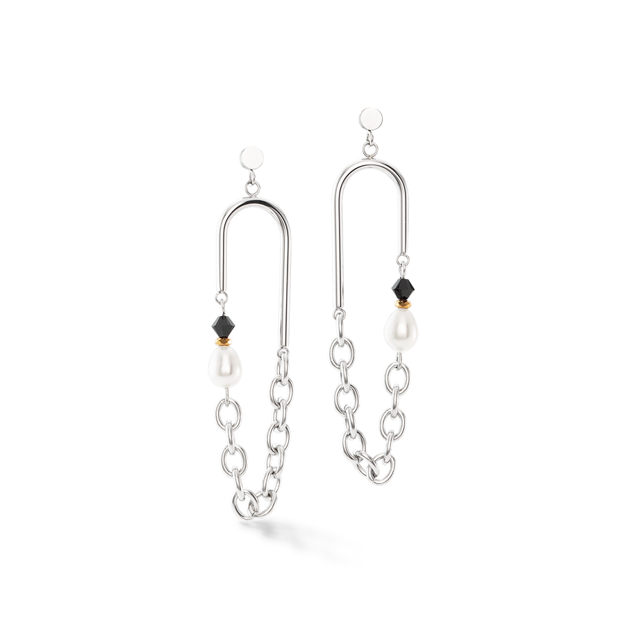 Amulet Boho Pearls earrings black and white