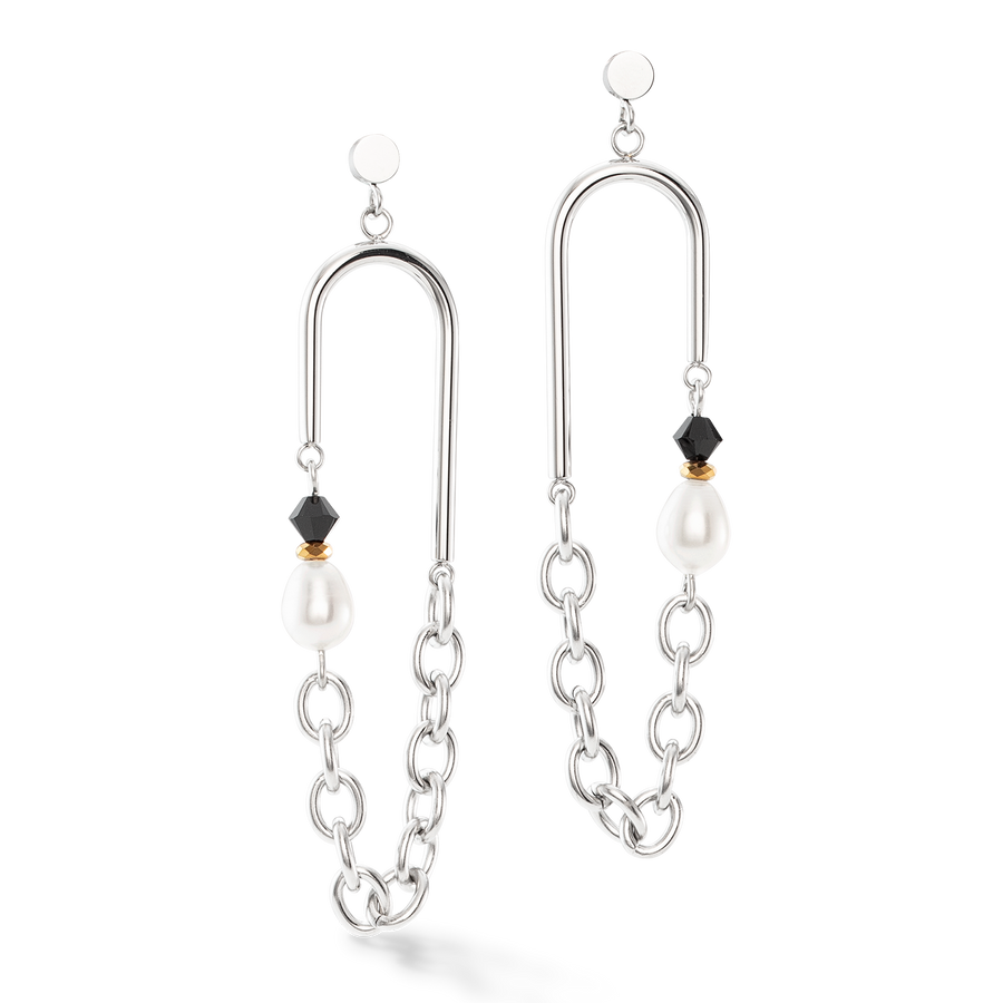 Amulet Boho Pearls earrings black and white