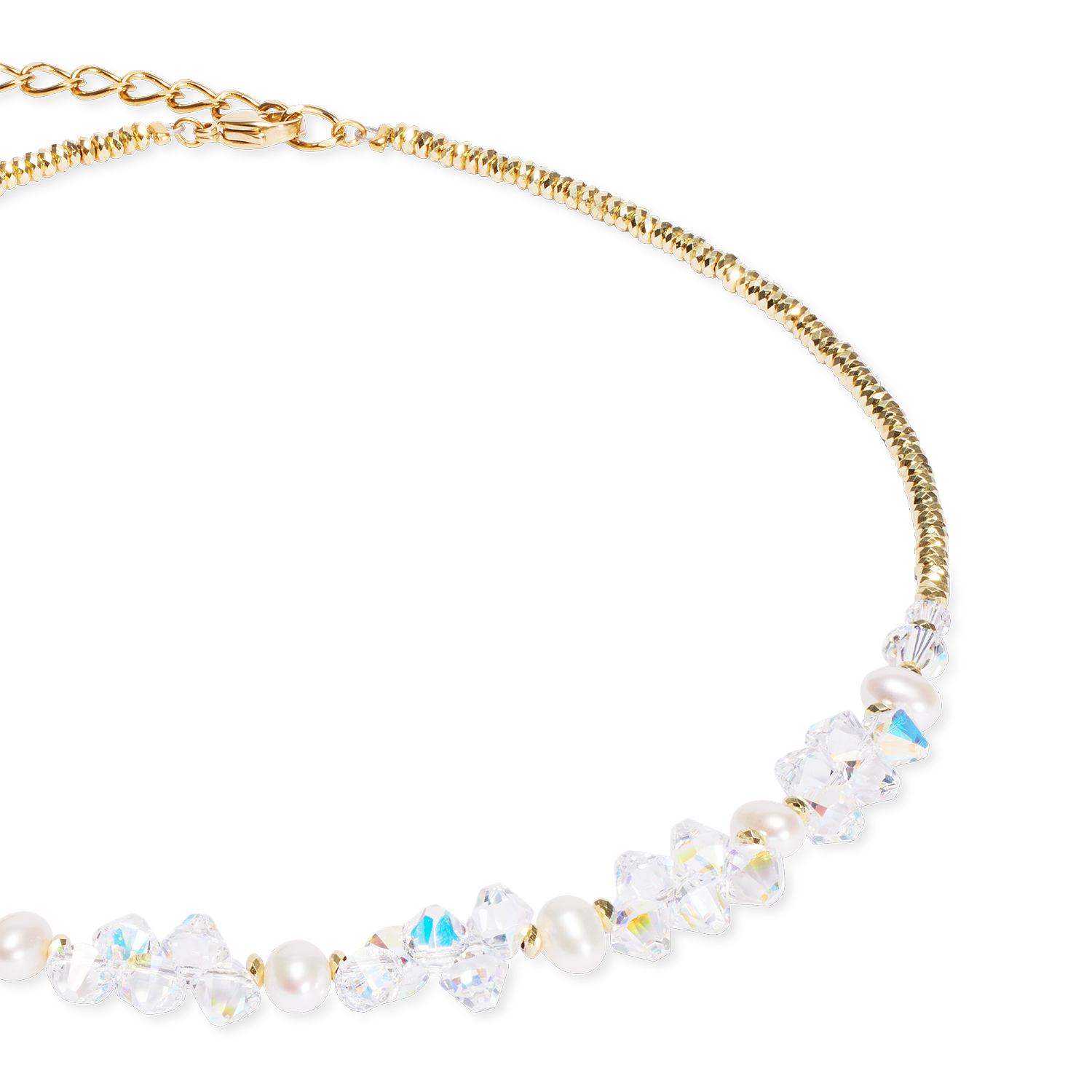 Necklace Dancing Crystals & Pearls gold