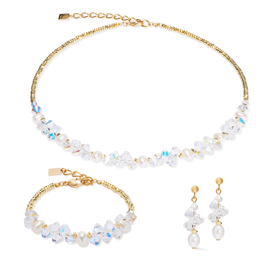 Necklace Dancing Crystals & Pearls gold