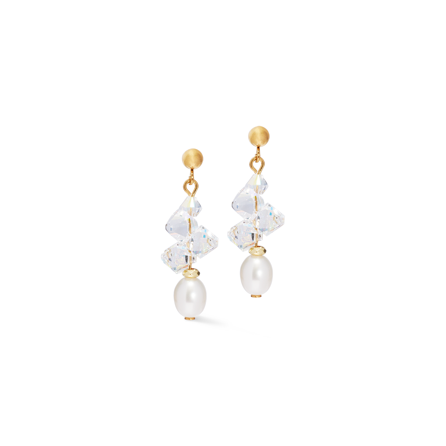 Earrings Dancing Crystals & Pearls gold