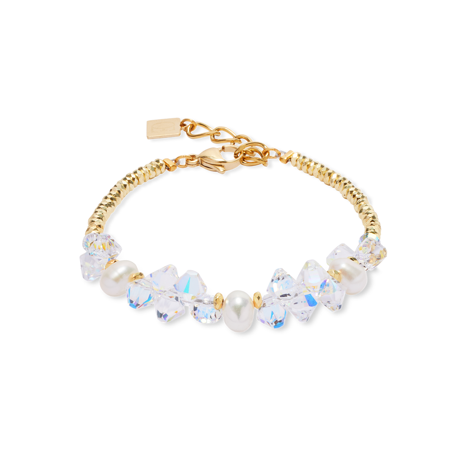 Bracelet Dancing Crystals & Pearls gold