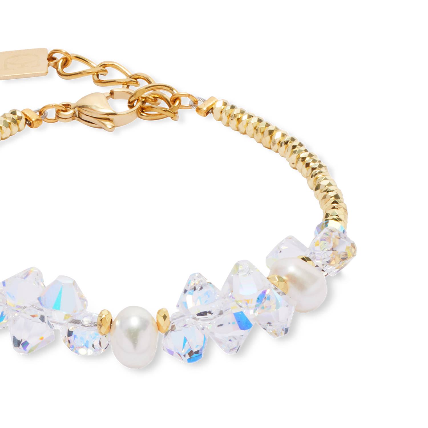 Bracelet Dancing Crystals & Pearls gold