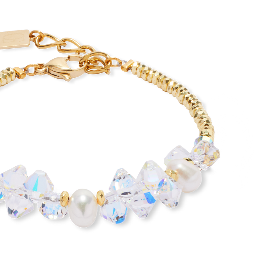 Bracelet Dancing Crystals & Pearls gold