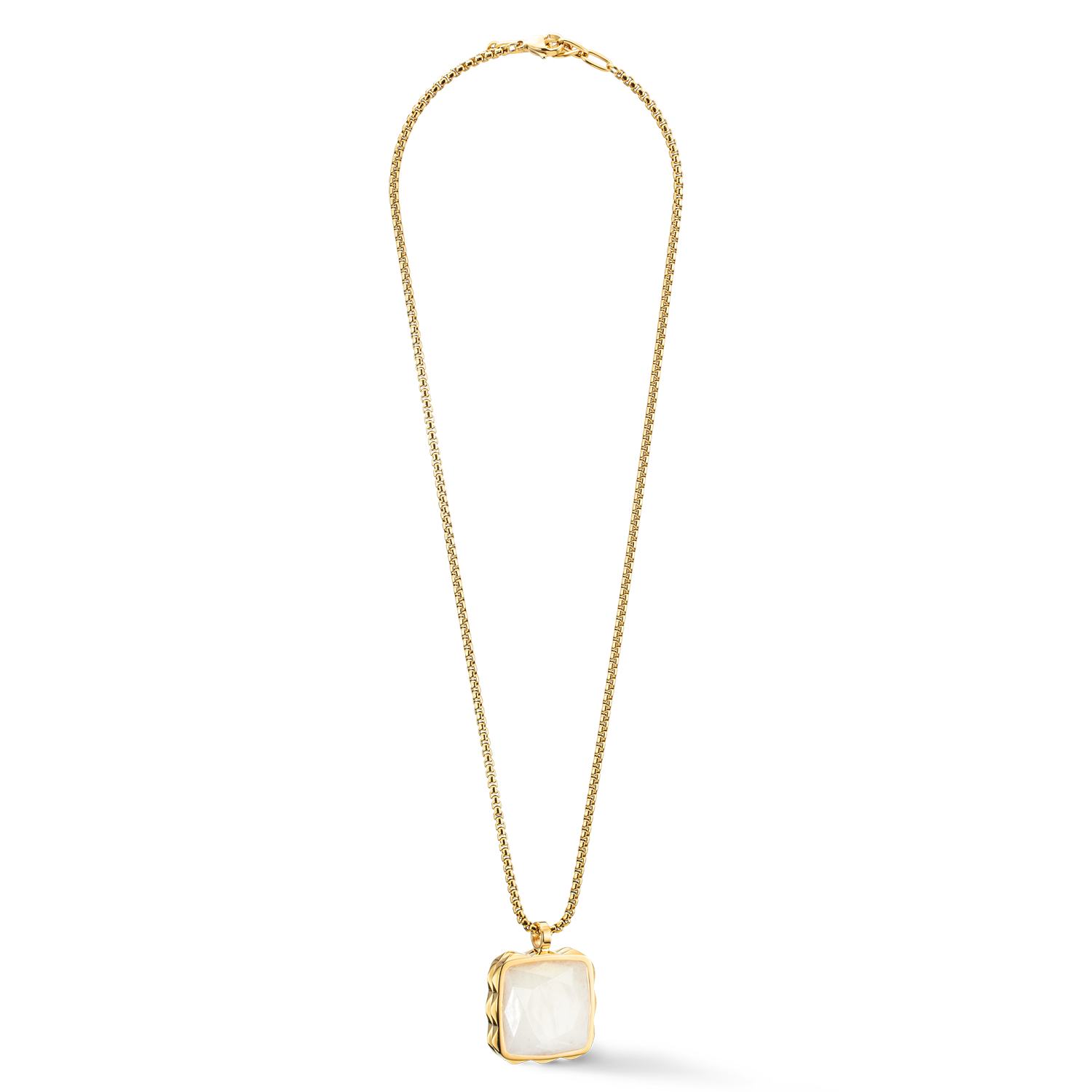 Necklace Amulet Spikes Square Jade gold-white