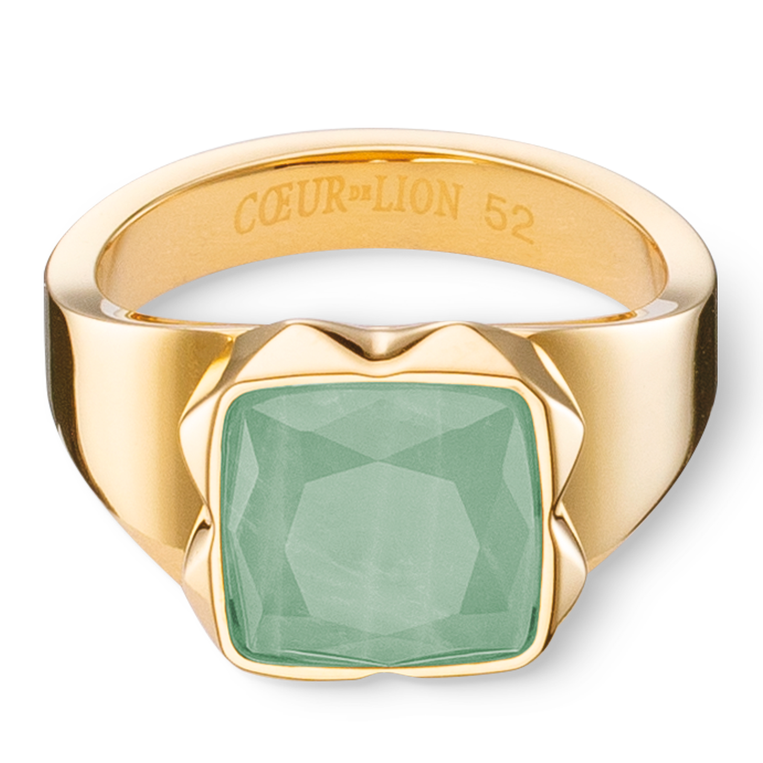 Ring Spikes Square Aventurine gold-green