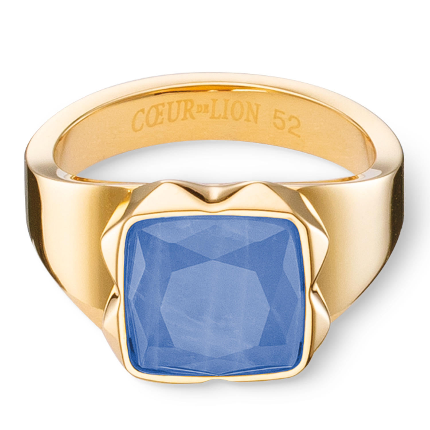 Ring Spikes Square Aventurine gold-blue